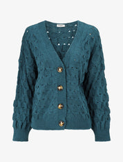 Gilet uni boutonné - Bleu canard - 5