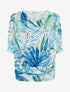 Top tropical manches 3/4 et effet plissé - Bleu - 1