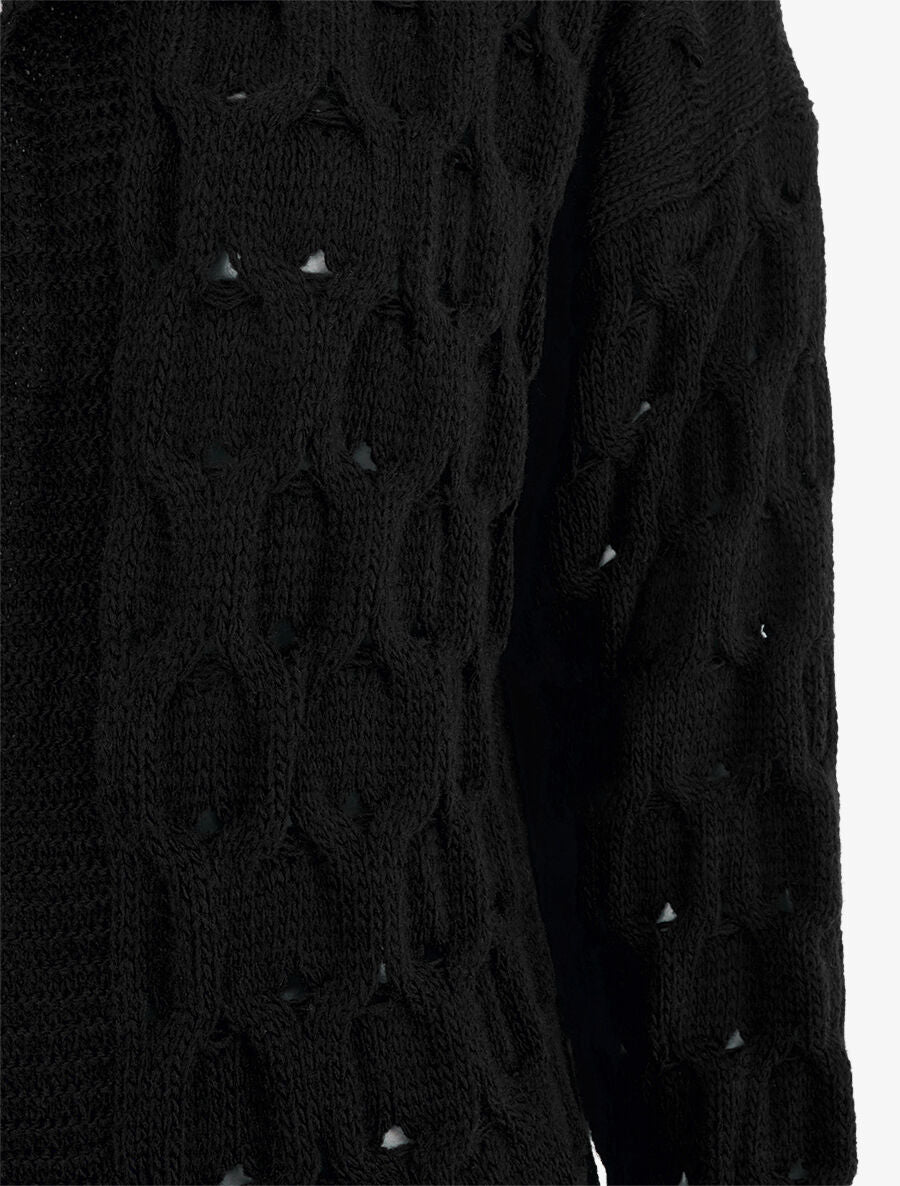 Gilet ouvert uni et torsadé - Noir - 3