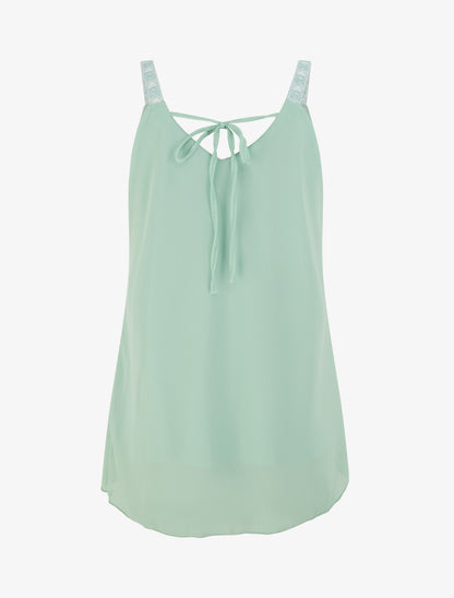 Caraco en voile à bretelles motif coeur - Vert d&