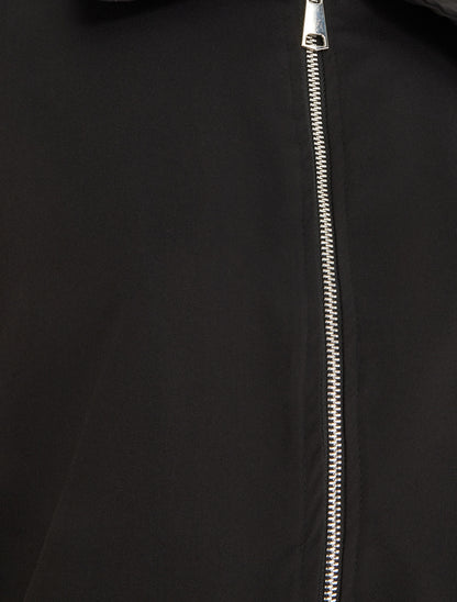 Veste droite zippée à col chemise - Noir - 3