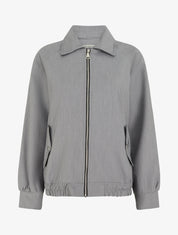 Veste ample zippée à bords élastiqués - Gris - 1