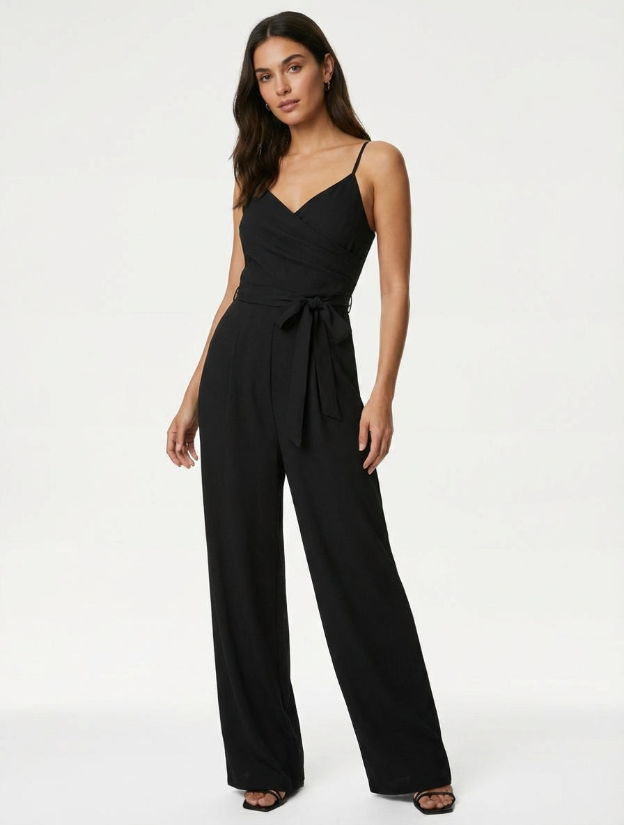 Gerades Kleid mit schmalen Trägern - Schwarz