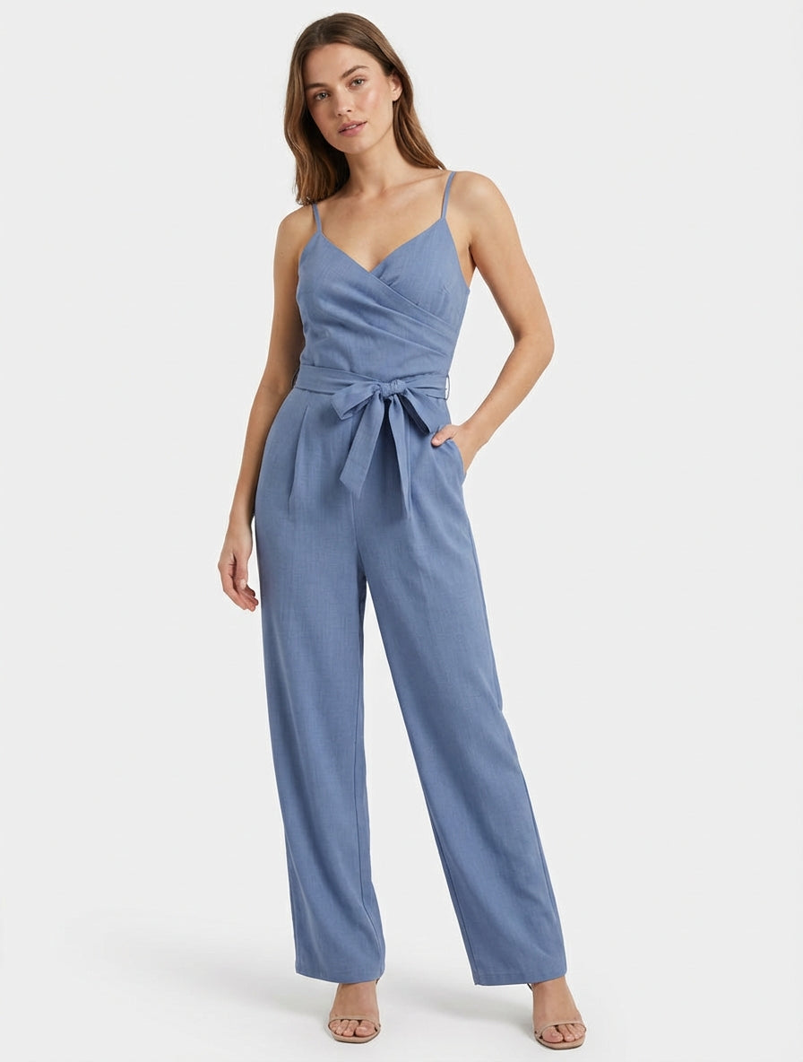 Gerades Kleid mit schmalen Trägern - Blau