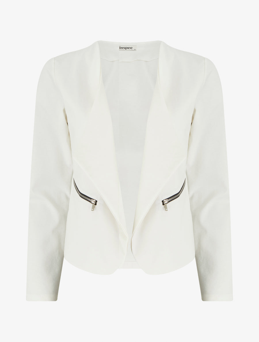 Veste droite à poches zippées - Écru - 1