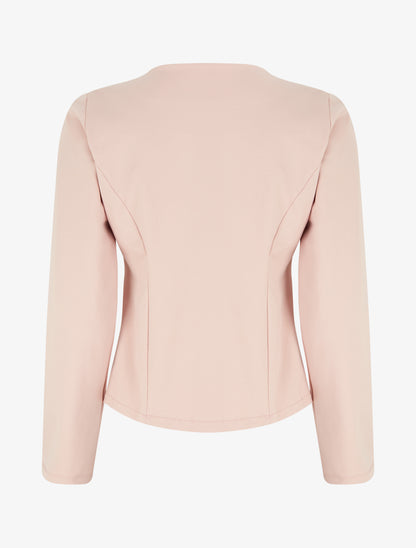 Veste droite à poches zippées - Rose - 2