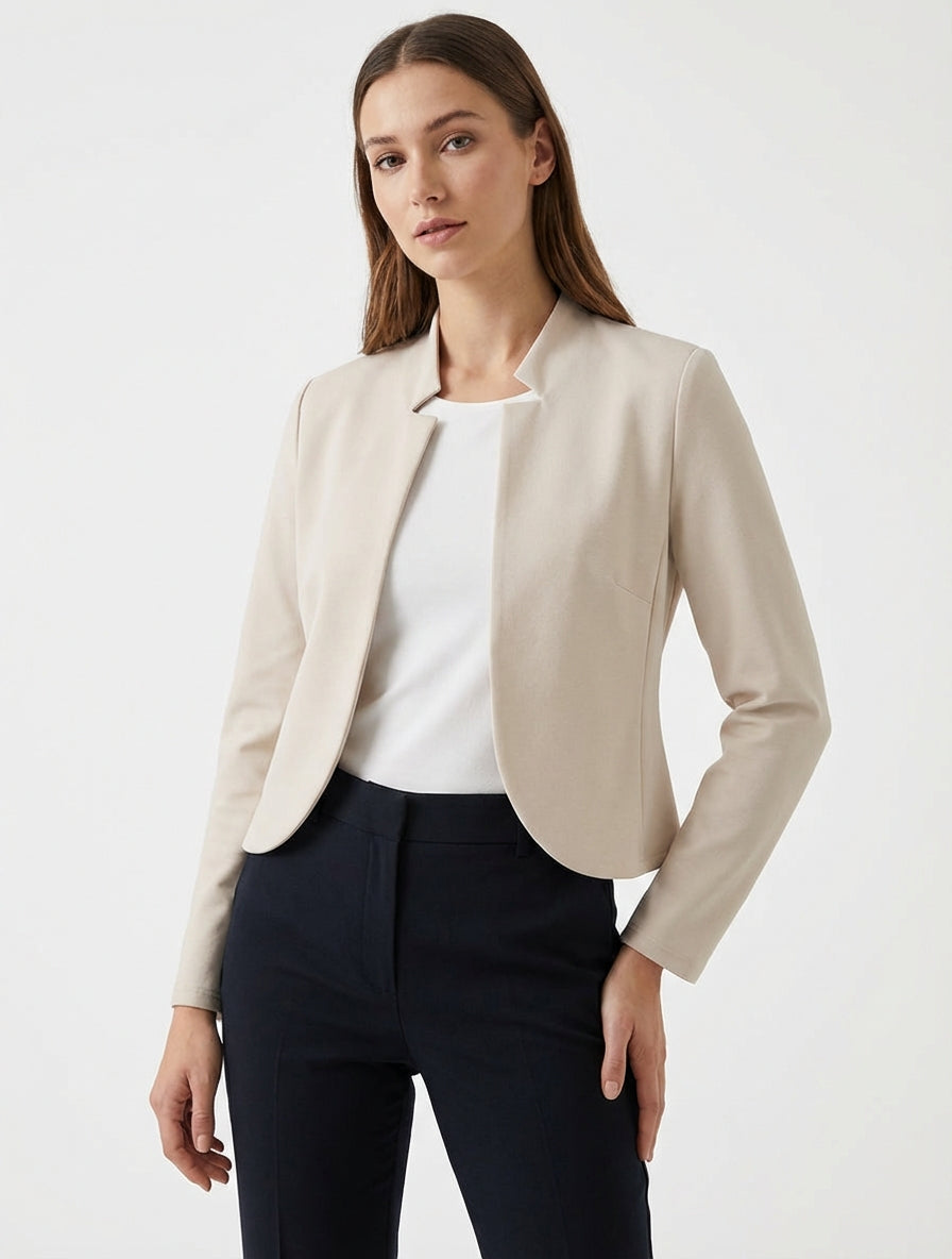 Kurzjacke mit Reverskragen - Beige