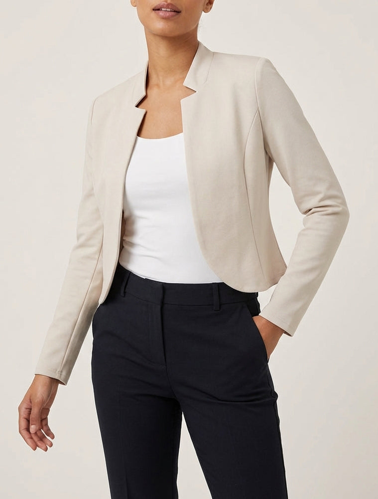 Kurzjacke mit Reverskragen - Beige