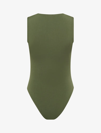 Body stretch à empiècement bijou - Kaki - 2