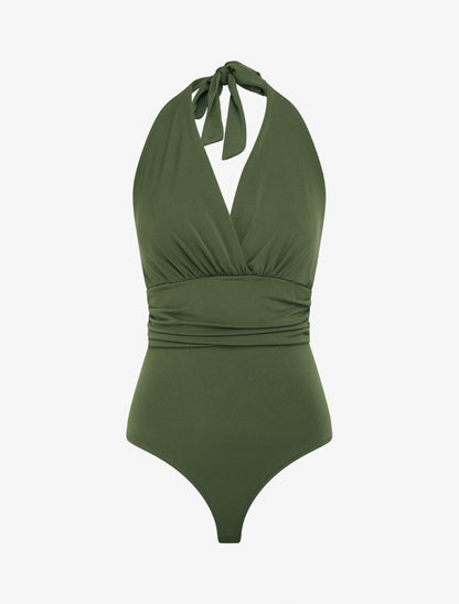 Body uni à dos nu - Kaki - 1