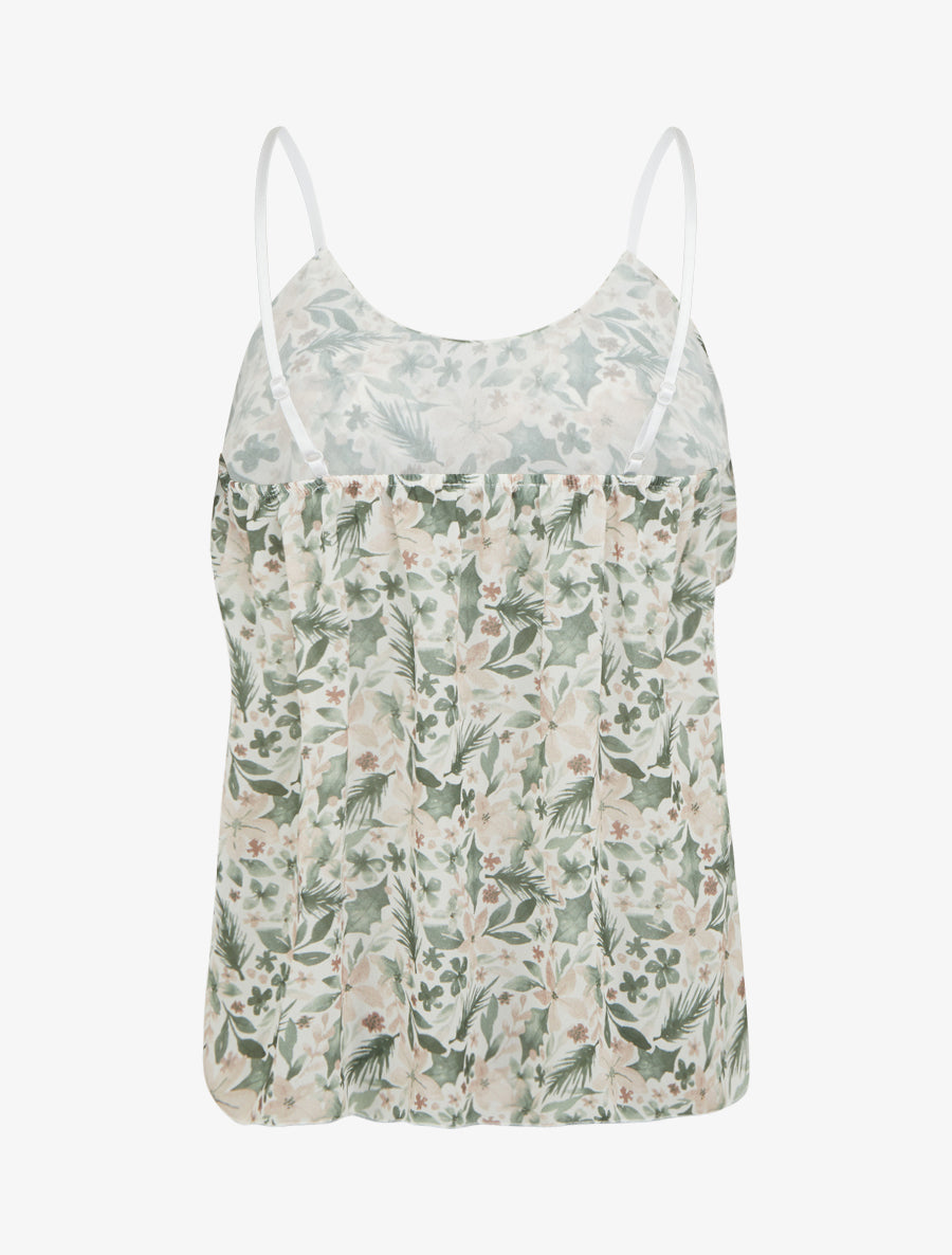 Caraco volanté imprimé feuillage - Kaki - 2