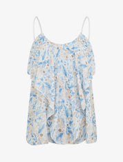 Caraco volanté imprimé feuillage - Bleu ciel - 1