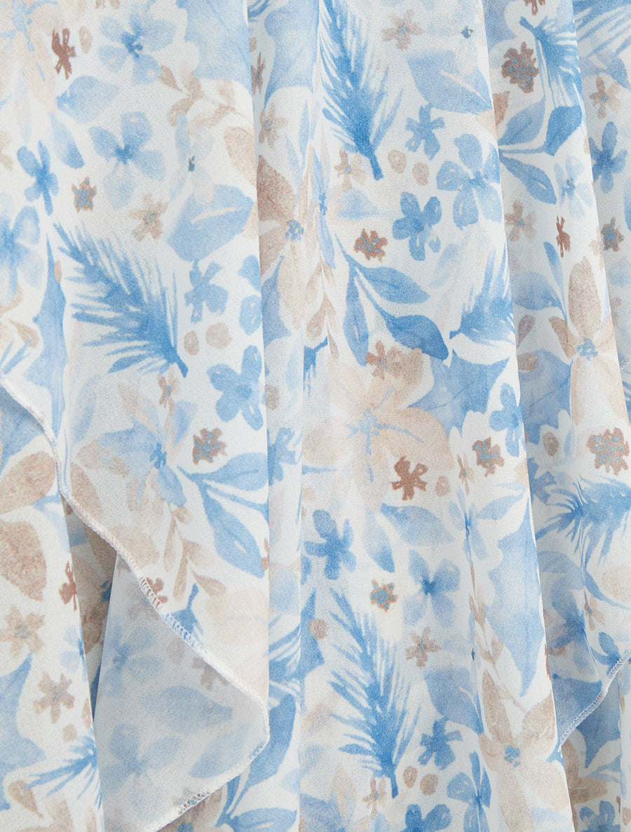 Caraco volanté imprimé feuillage - Bleu ciel - 3