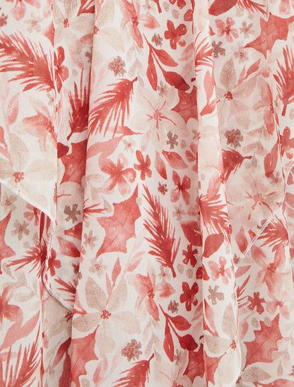 Caraco volanté imprimé feuillage - Rouge - 3