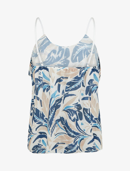 Caraco volanté imprimé feuilles - Marine - 2