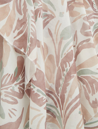 Caraco volanté imprimé feuilles - Taupe - 3