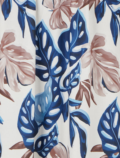 Robe longue à fines bretelles imprimé tropical - Marine - 3