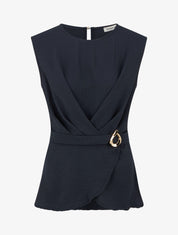 Top cintré à boucle décorative - Bleu nuit - 1