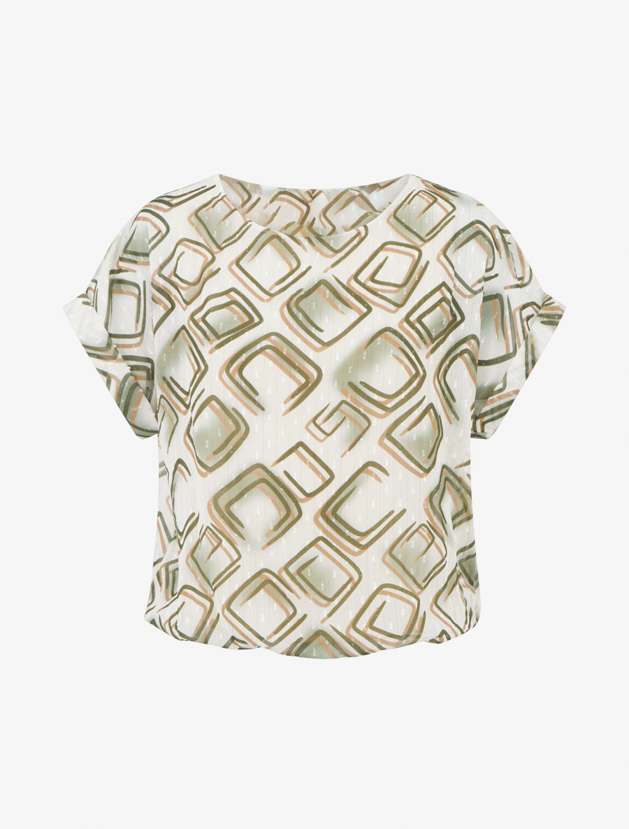 Top boule manches courtes à motifs graphiques - Kaki - 1