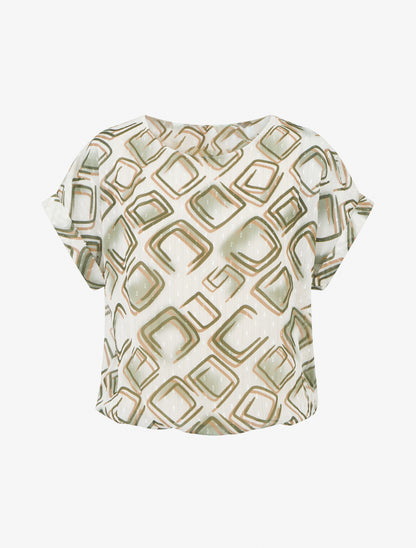 Top boule manches courtes à motifs graphiques - Kaki - 1