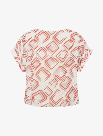 Top boule manches courtes à motifs graphiques - Rouge - 2