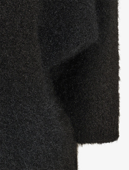 Pull duveteux à col V - Noir - 3