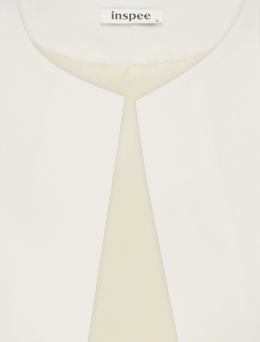 Veste droite à col rond et épaulettes - Beige clair - 3