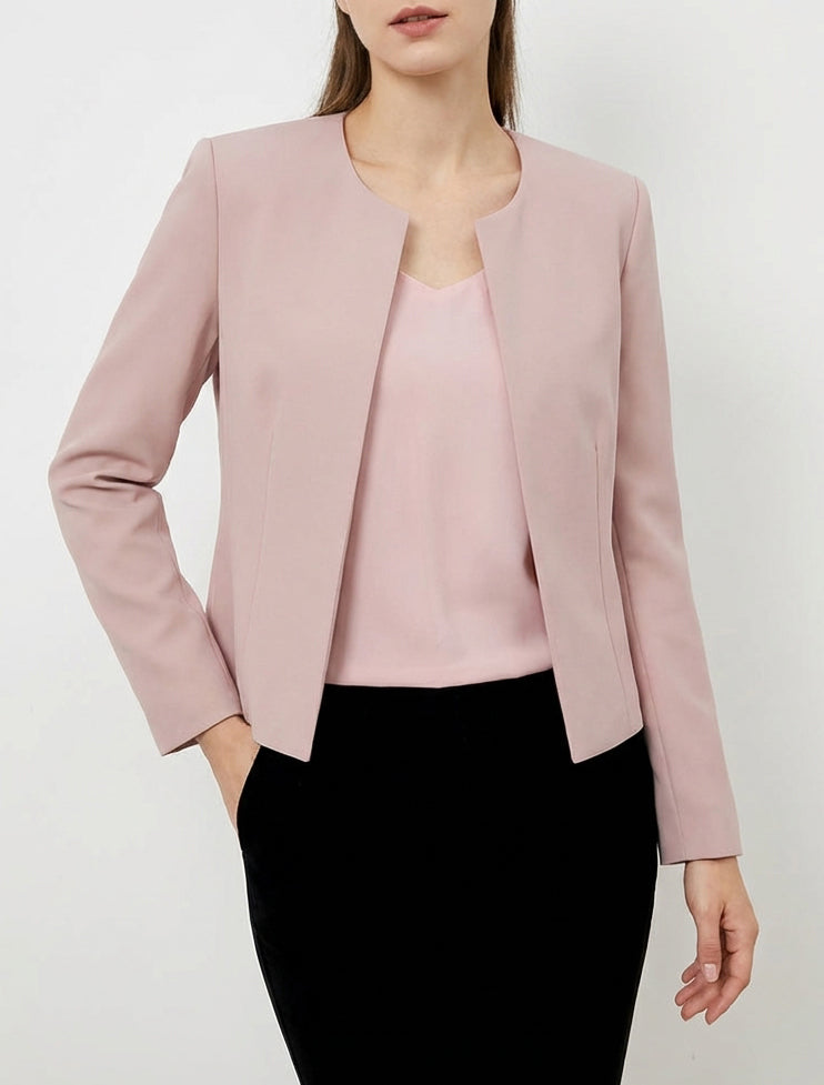 Gerade geschnittener Blazer mit Rundhalsausschnitt und Schulterpolstern. - Rose