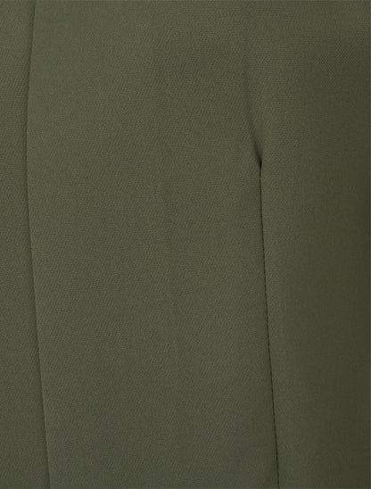 Veste droite à col rond et épaulettes - Kaki - 3