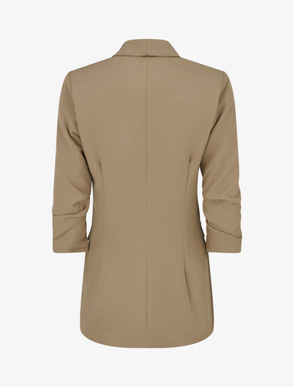 Einfarbiger Blazer mit gerafften Ärmeln - Maulwurf