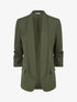 Blazer uni à manches froncées - Kaki - 1