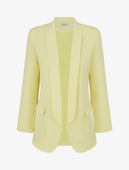 Blazer uni à manches longue - Jaune citron - 1