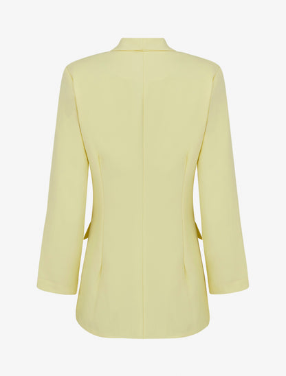 Blazer uni à manches longue - Jaune citron - 2