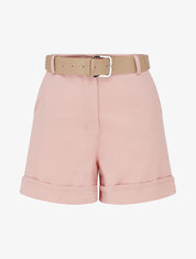 Short uni à ourlet et ceinturé - Rose - 1