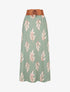 Jupe longue imprimé feuilles - Kaki - 1