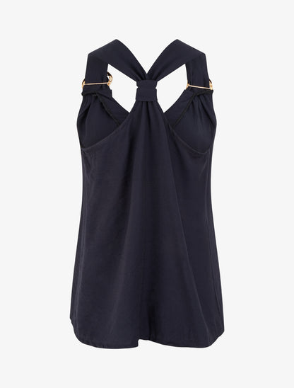 Top droit à dos nageur et bretelles bijoux - Bleu nuit - 2