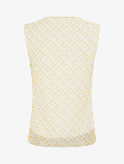 Top sans manches en tulle à pois - Jaune - 2