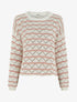 Pull ajouré à rayures fantaisies - Rose - 1