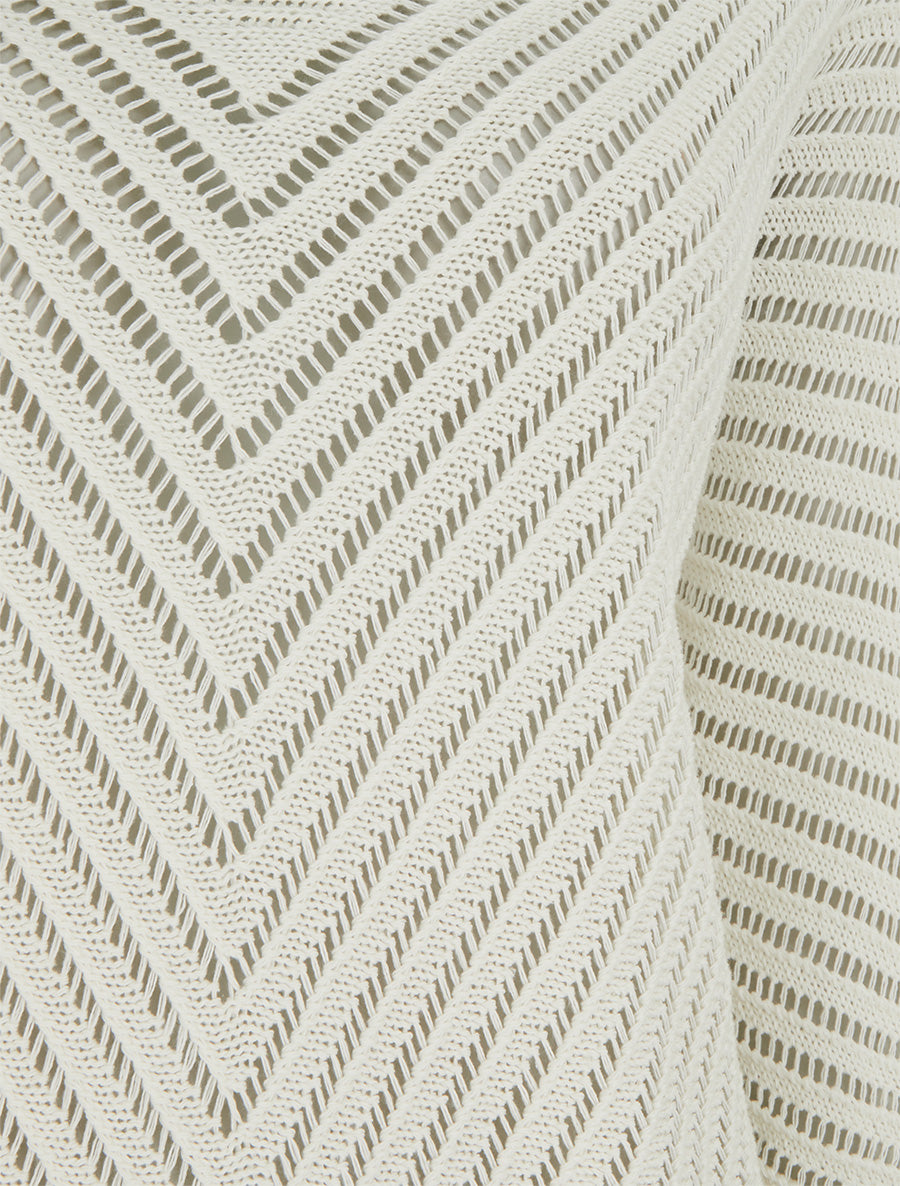 Pull ajouré à manches courtes chauve-souris - Écru - 3