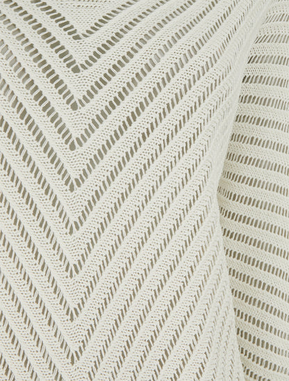 Pull ajouré à manches courtes chauve-souris - Écru - 3