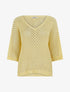 Pull ajouré à manches courtes chauve-souris - Jaune - 1