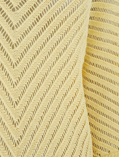 Pull ajouré à manches courtes chauve-souris - Jaune - 3