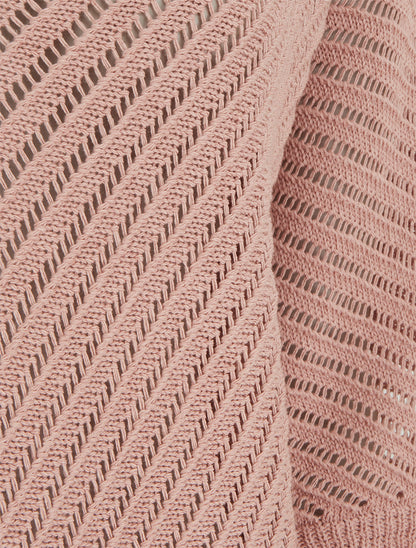 Pull ajouré à manches courtes chauve-souris - Rose - 3