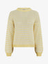 Pull droit à rayures ajourées - Jaune - 1