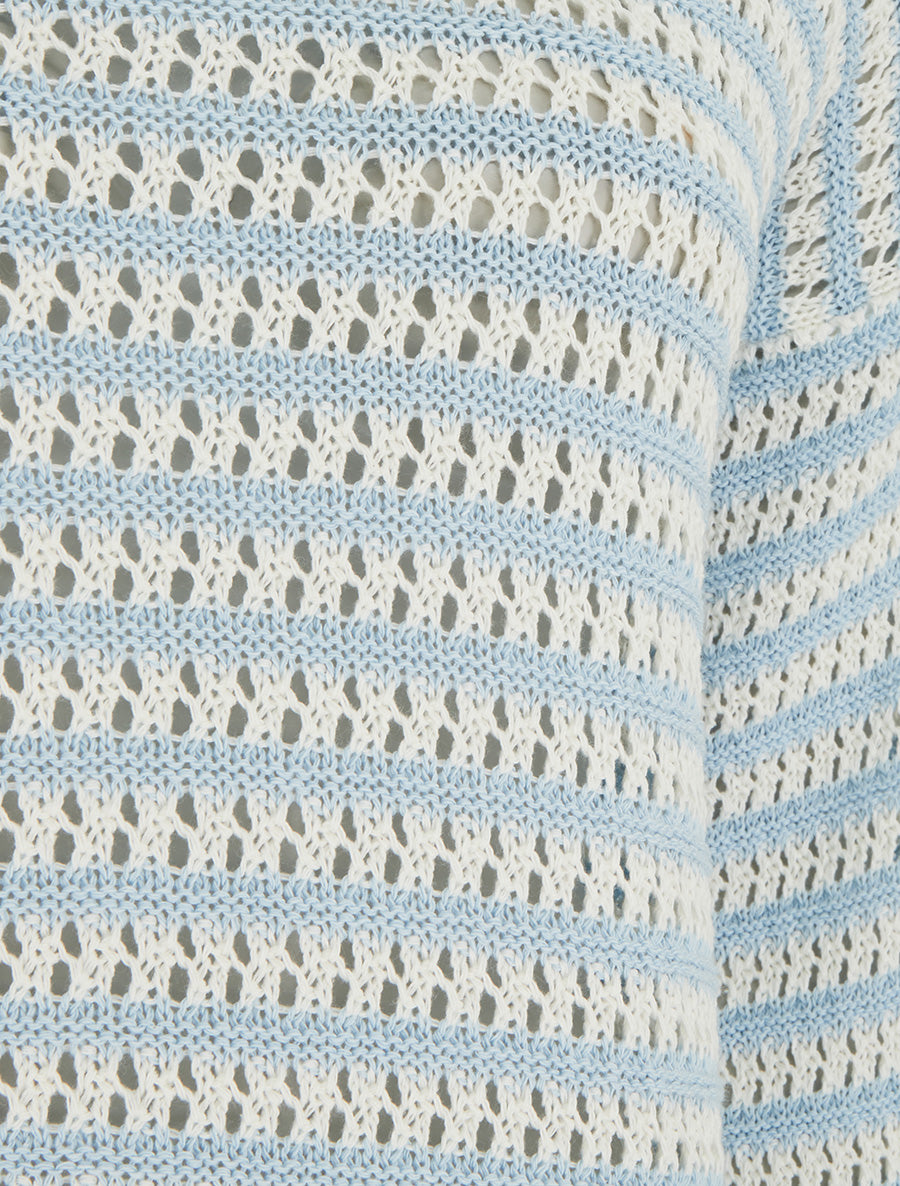 Pull droit à rayures ajourées - Bleu ciel - 3
