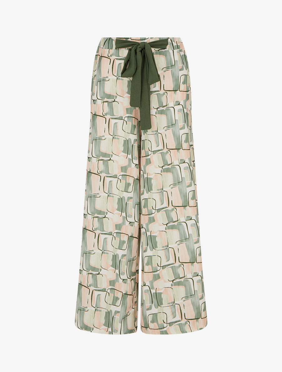 Pantalon ample imprimé graphique - Kaki - 1