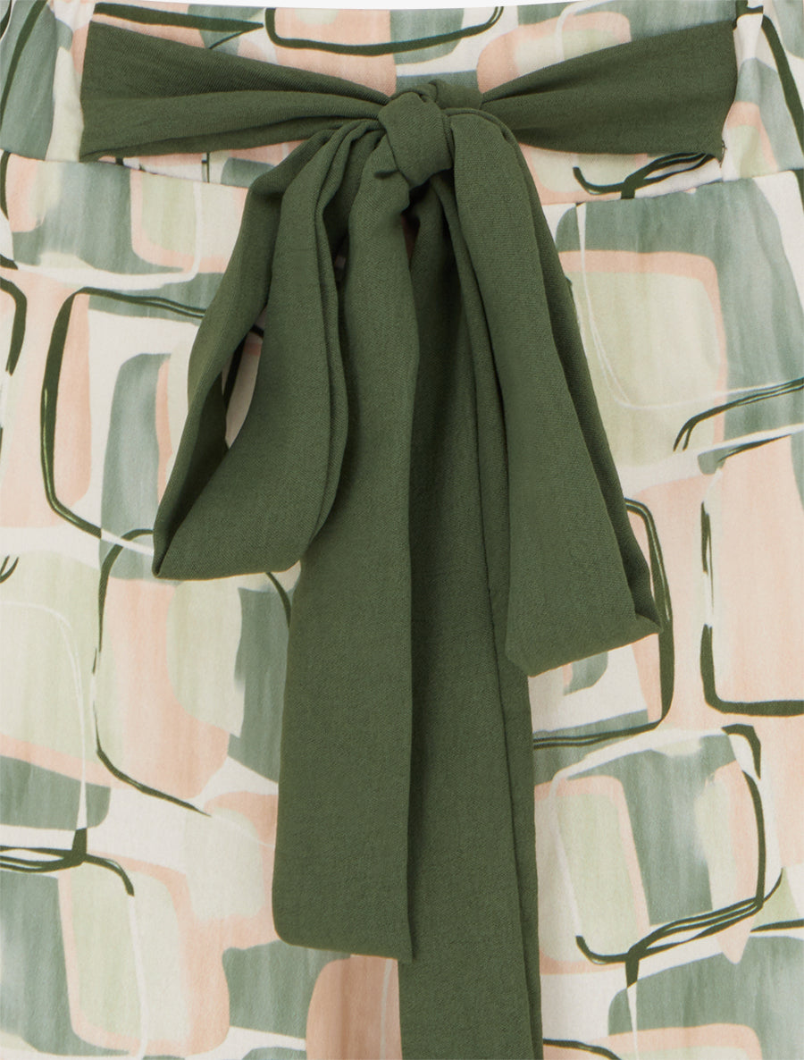 Pantalon ample imprimé graphique - Kaki - 3