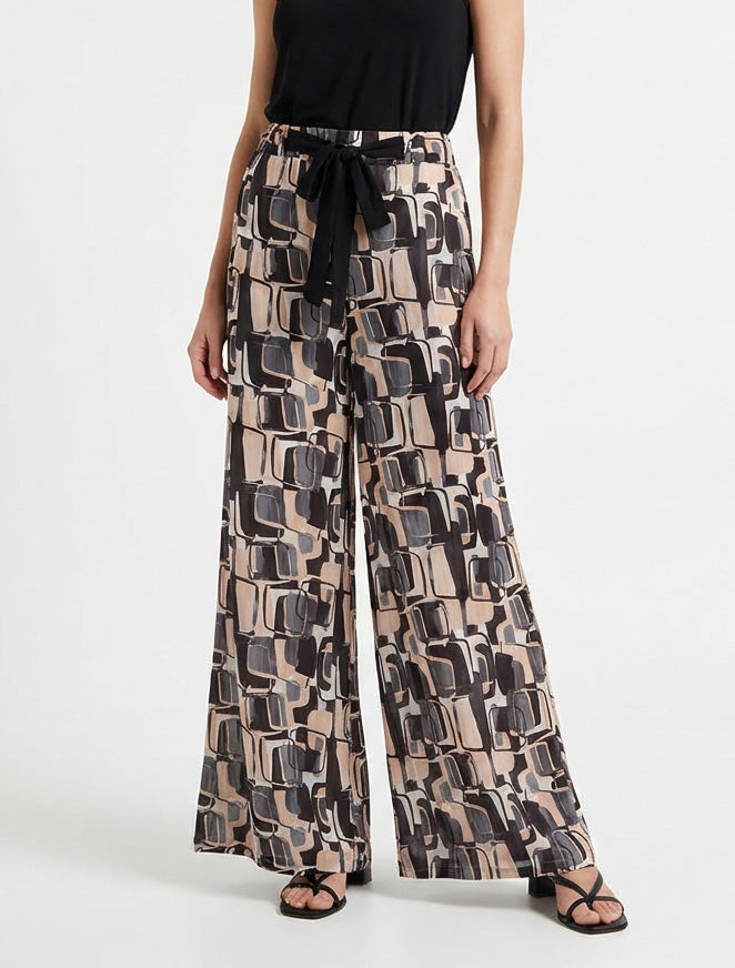 Weit geschnittene Hose mit grafischem Print. - Schwarz
