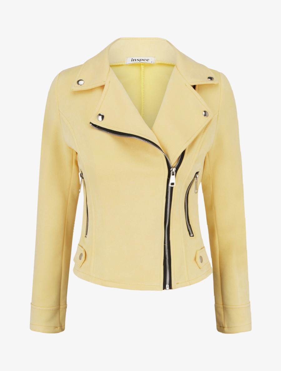 Veste en suédine style perfecto - Jaune - 1