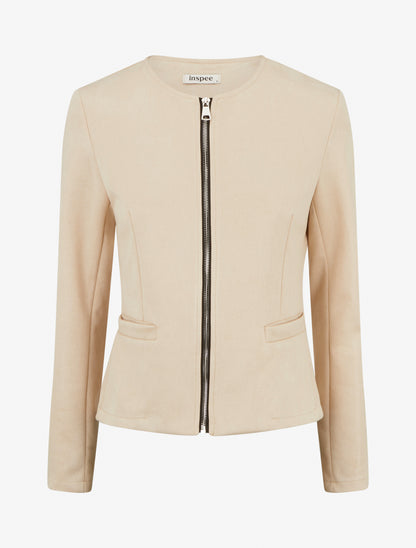 Veste en suédine zippée - Beige clair - 1